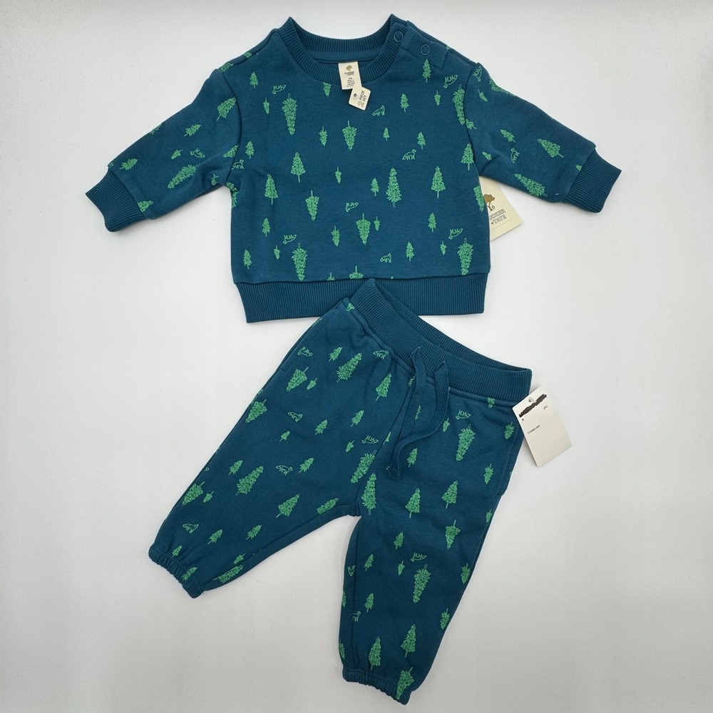 Tucker Tate Blue Sailor Baby Boys 6M Evergreen Woods Tree Sweatshirt Jogger Set